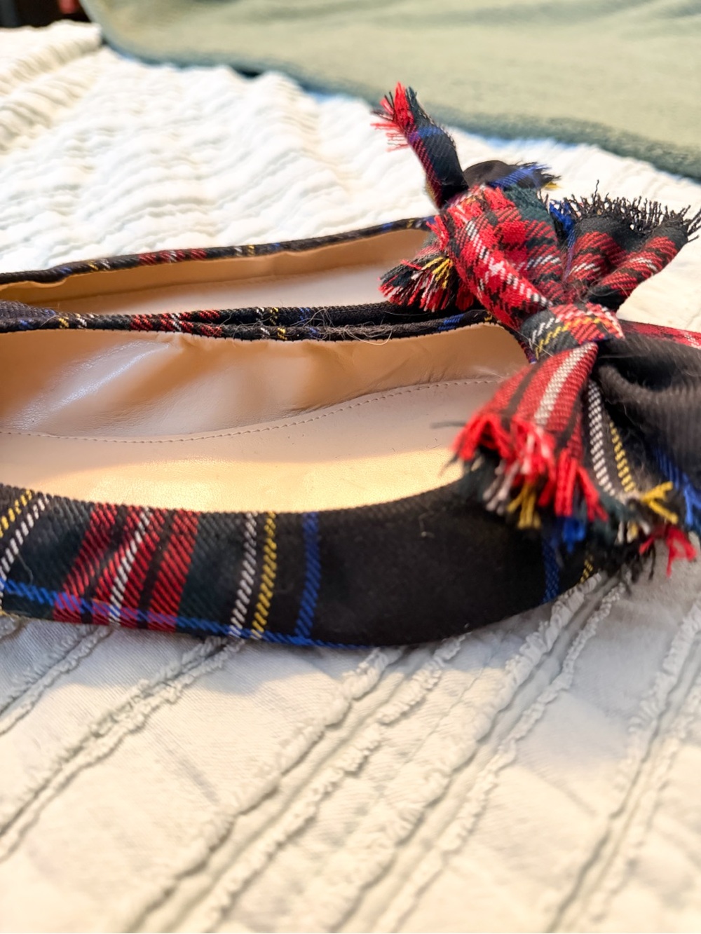 J.Crew Lottie Pointed Toe Flats | Tartan Plaid Frayed Bow | NWOT | Size 9 - Picture 13 of 13